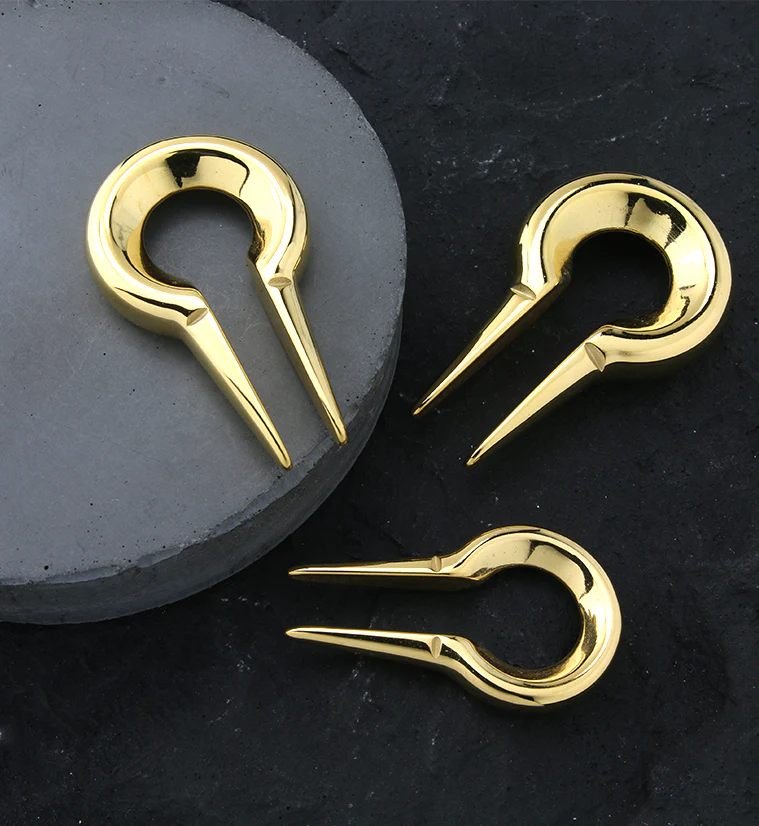 Gold PVD Keyhole Stainless Steel Ear Weights - Image 2