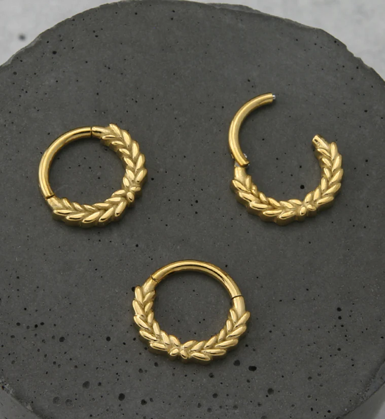 Gold PVD Laurel Hinged Segment Ring - Image 2