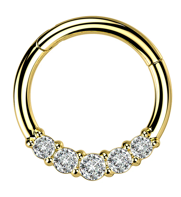 Gold PVD Mere CZ Hinged Segment Ring