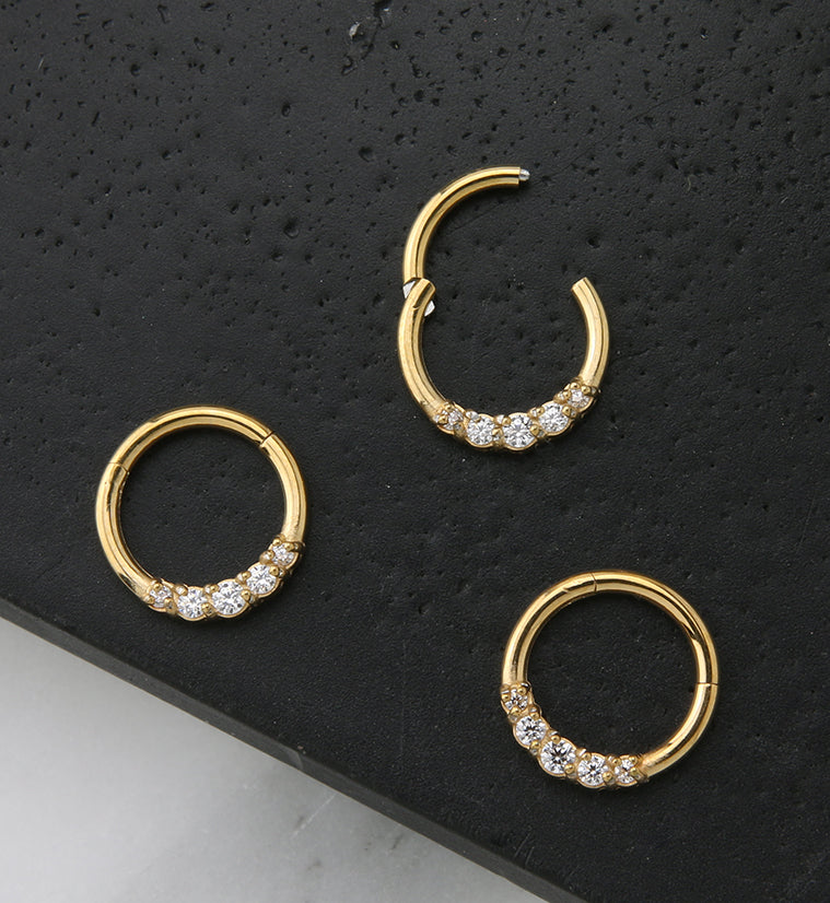 Gold PVD Mere CZ Hinged Segment Ring - Image 2