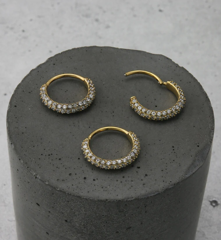 Gold PVD Multiple CZ Hinged Segment Ring - Image 2