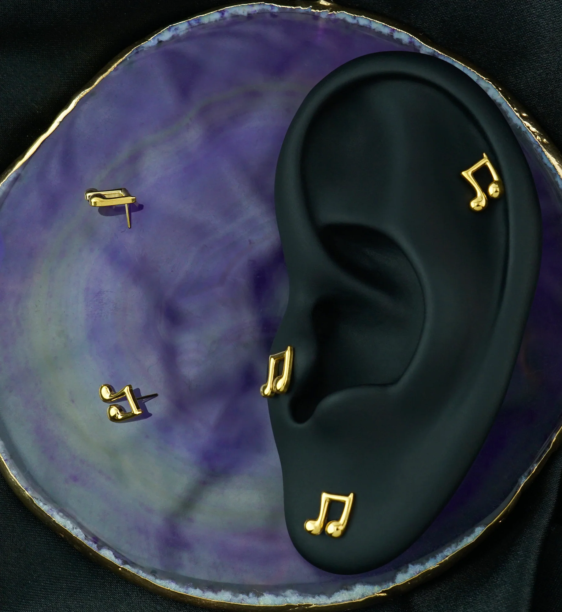 Gold PVD Music Note Titanium Threadless Top - Image 2
