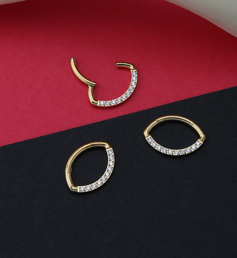 Gold PVD Oculus CZ Titanium Hinged Segment Ring - Image 2