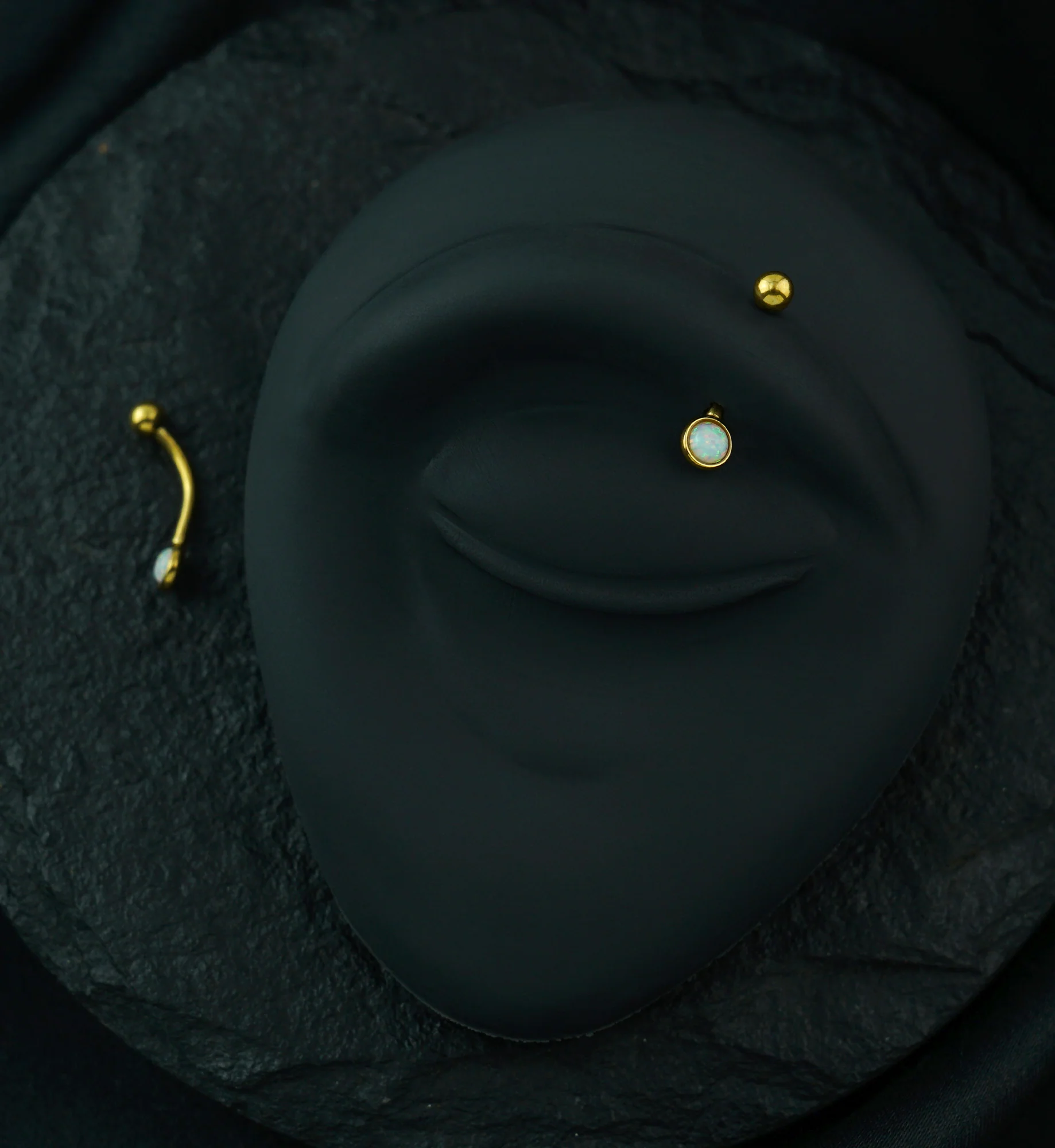 Gold PVD Opal Flat Back Curved Barbell - Image 2