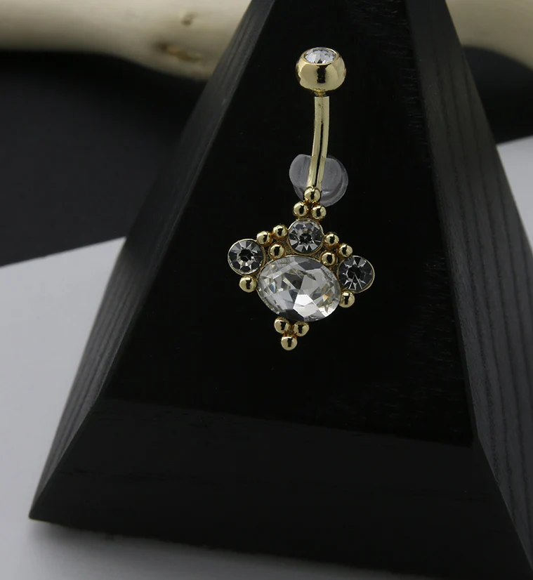 Gold PVD Opulent CZ Belly Button Ring - Image 2