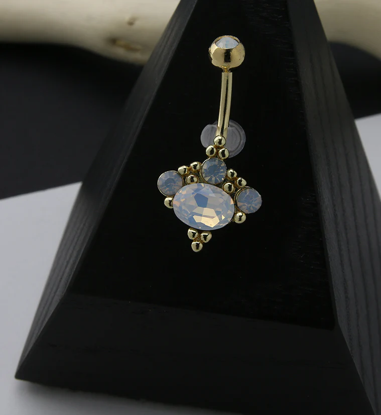 Gold PVD Opulent Opalite Belly Button Ring - Image 2