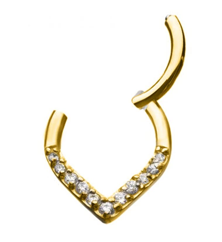 Gold PVD Ovate CZ Hinged Segment Ring