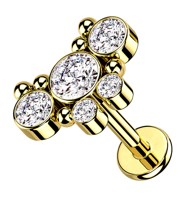 Gold PVD Passel Gem Labret Post