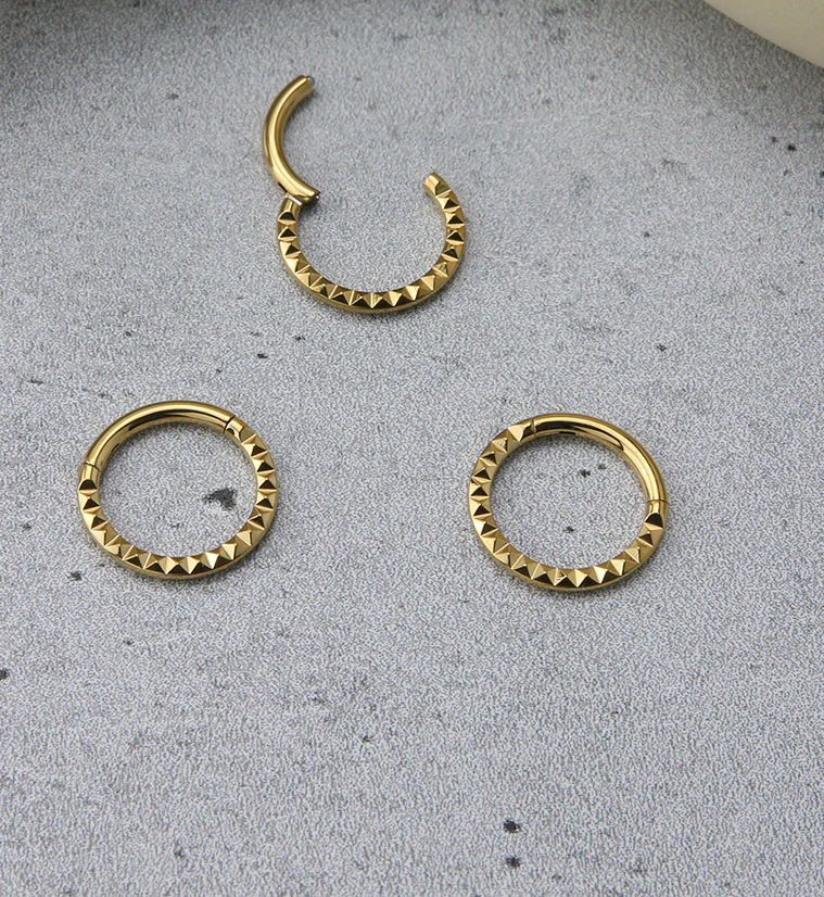 Gold PVD Polyhedra Titanium Hinged Segment Ring - Image 2