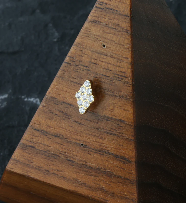 Gold PVD Rhombus Clear CZ Threadless Titanium Top - Image 2