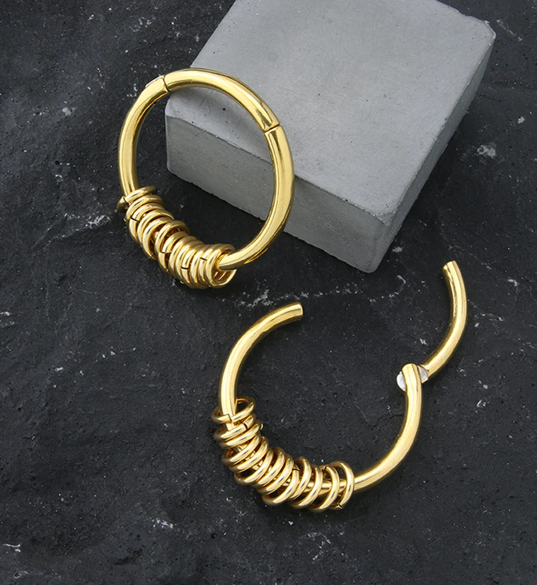 Gold PVD Active Rings Hinged Ear Weights - Image 3