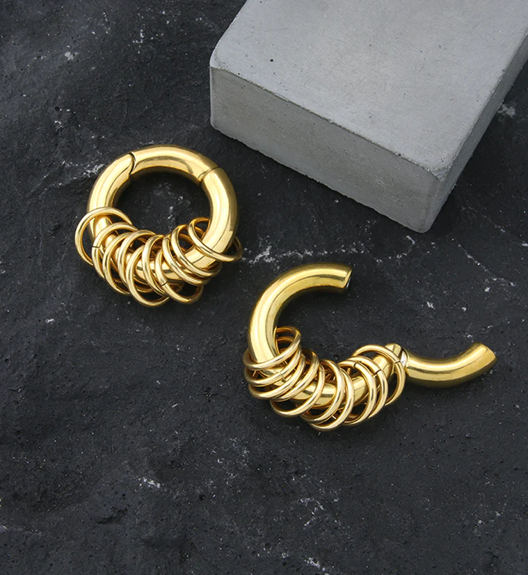 Gold PVD Active Rings Hinged Ear Weights - Image 4