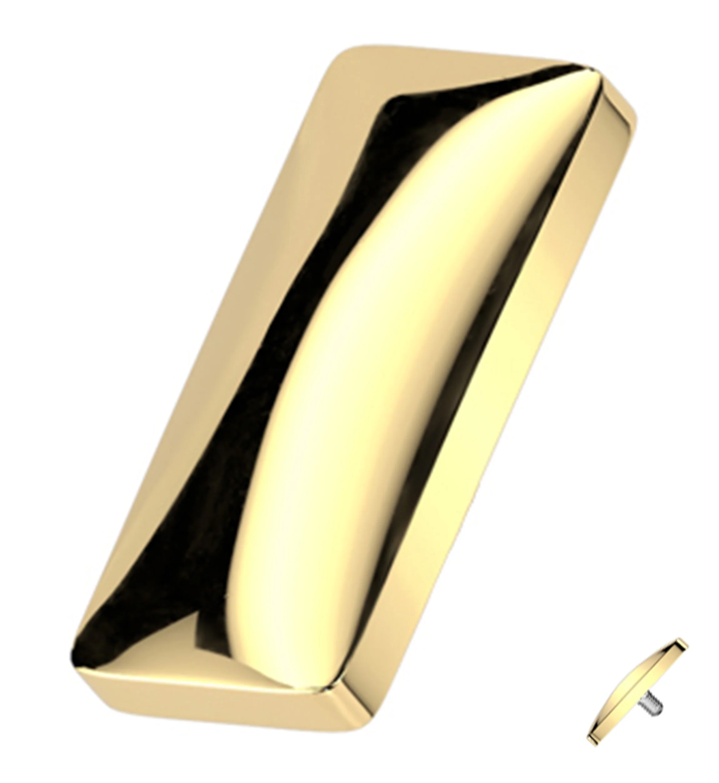 Gold PVD Rectangle Titanium Internally Threaded Top