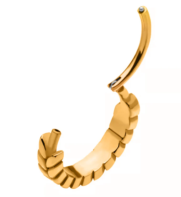 Gold PVD Side Facing Laurel Hinged Segment Ring - Image 3