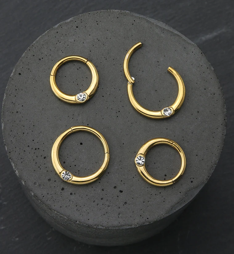 Gold PVD Single Bezel CZ Hinged Segment Ring - Image 2