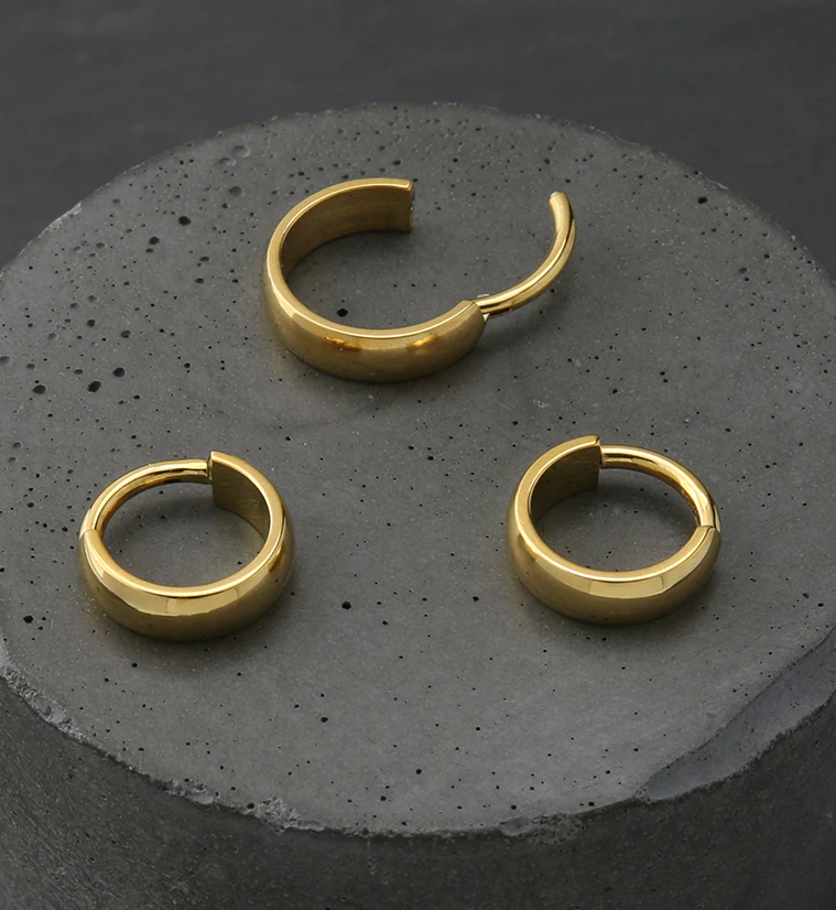 Gold PVD Smooth Titanium Hinged Segment Ring - Image 2
