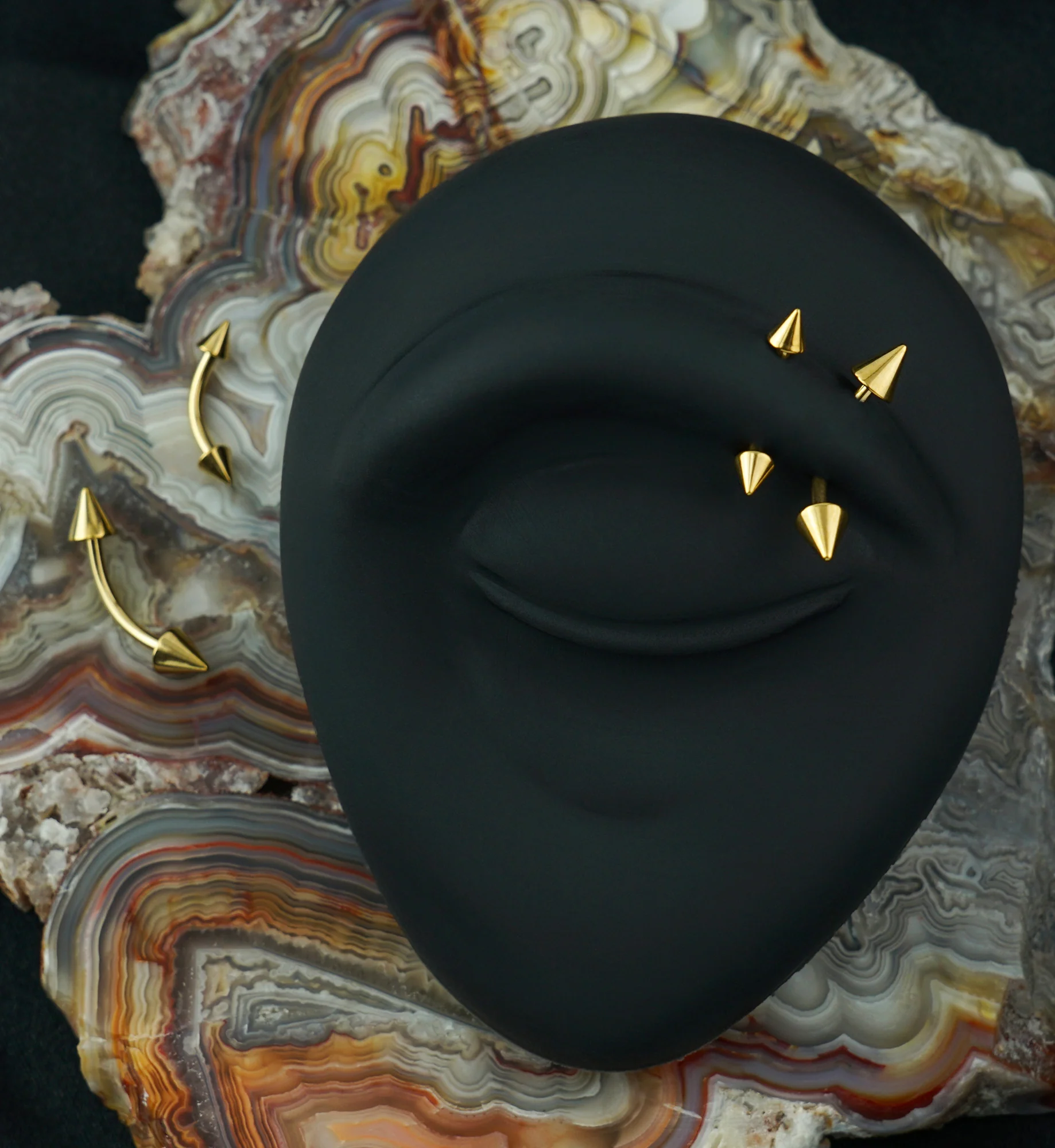 Gold PVD Spiked Curved Barbell - Image 4