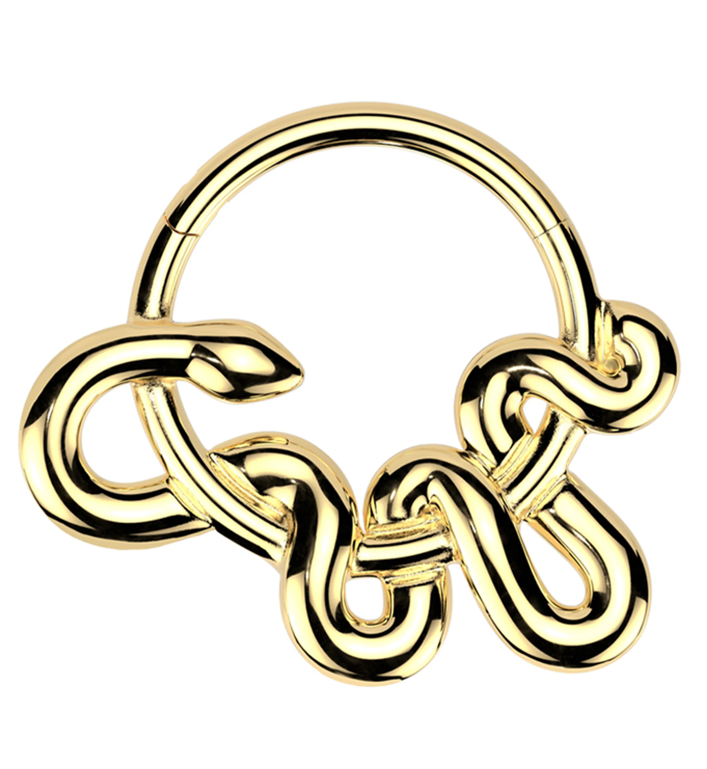 Gold PVD Arboreal Snake Stainless Steel Hinged Segment Ring