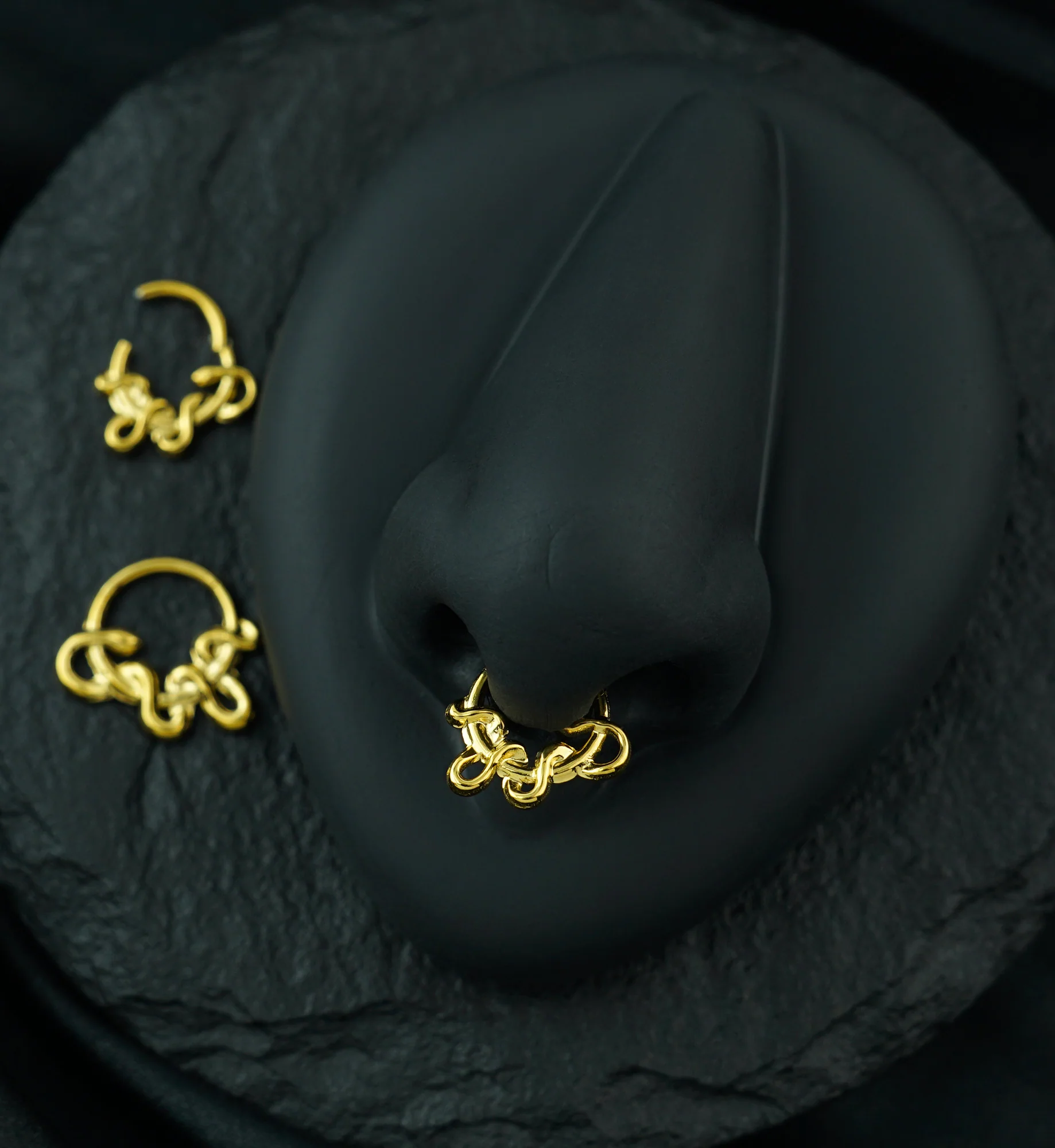 Gold PVD Arboreal Snake Stainless Steel Hinged Segment Ring - Image 2