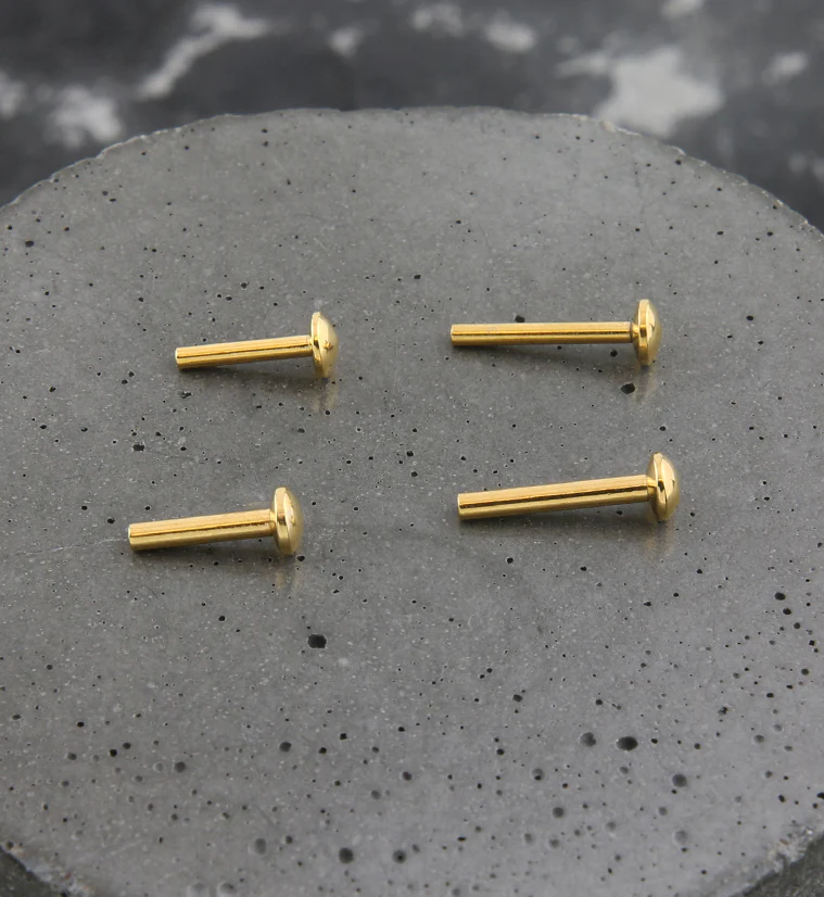 Gold PVD Stainless Steel Threadless Labret Post - Image 2