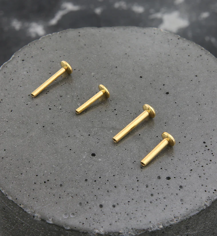 Gold PVD Stainless Steel Threadless Labret Post - Image 3