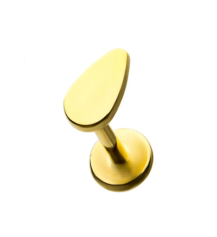 Gold PVD Teardrop Labret Post