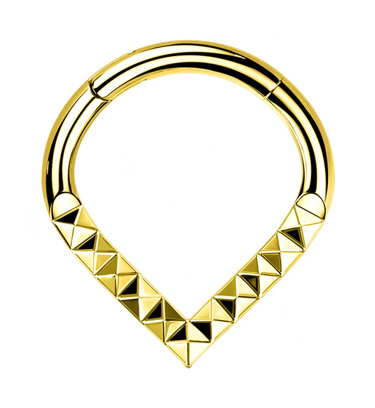 Gold PVD Titanium Teardrop Polyhedra Hinged Segment Ring