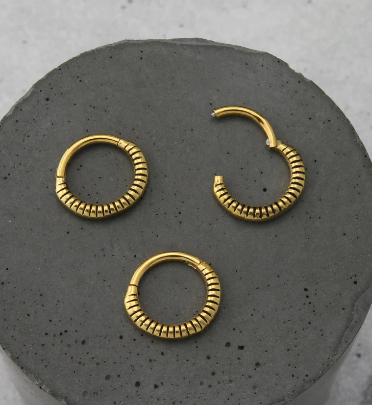 Gold PVD Tendril Hinged Segment Ring - Image 2