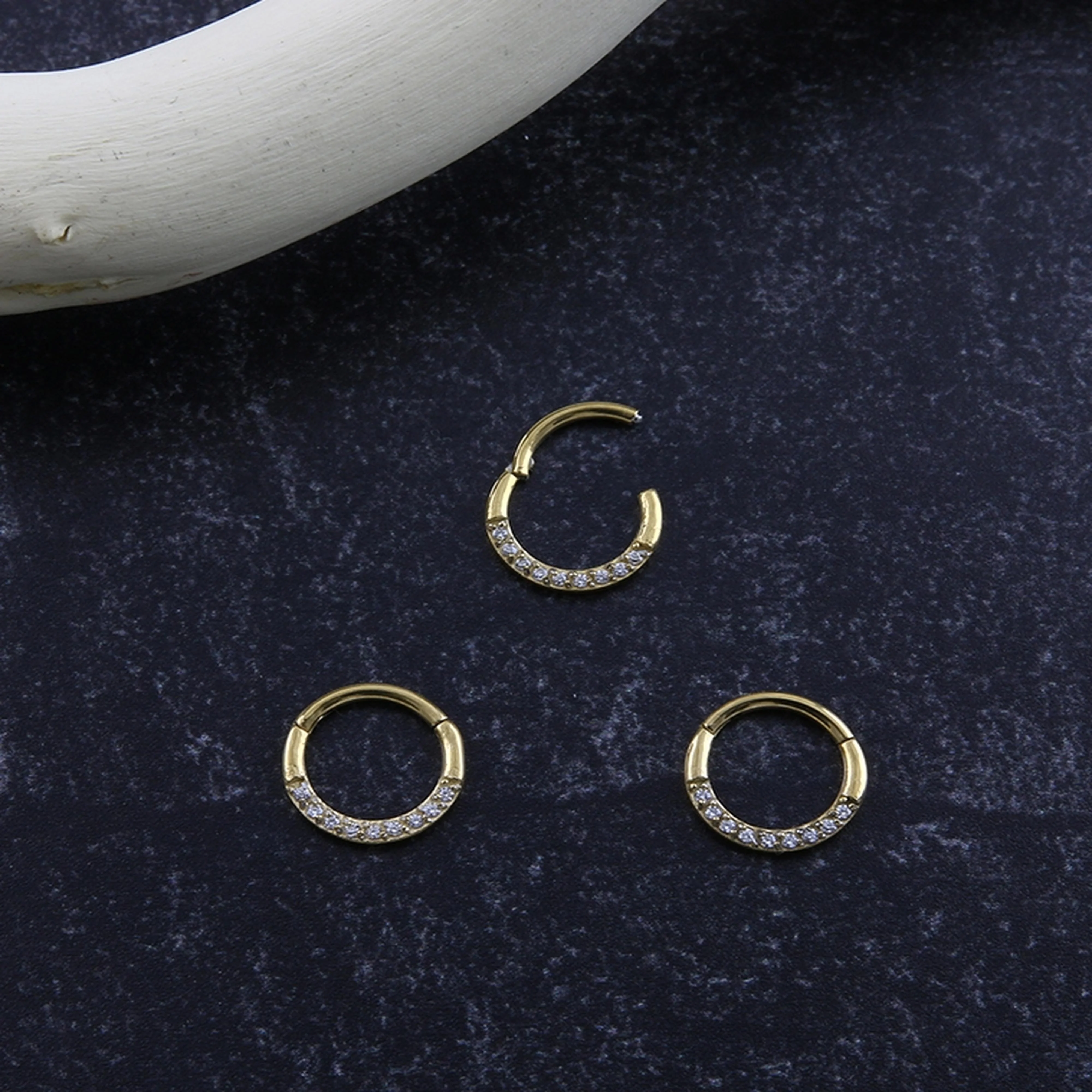Gold PVD Tenfold CZ Hinged Segment Ring - Image 3