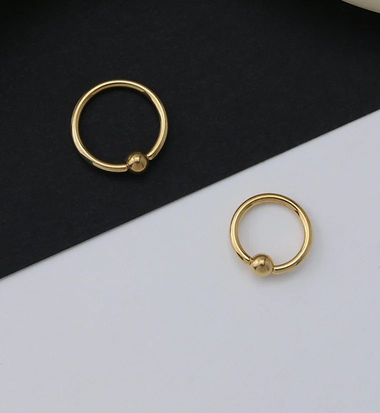 Gold PVD Titanium Captive Bead Ring - Image 2