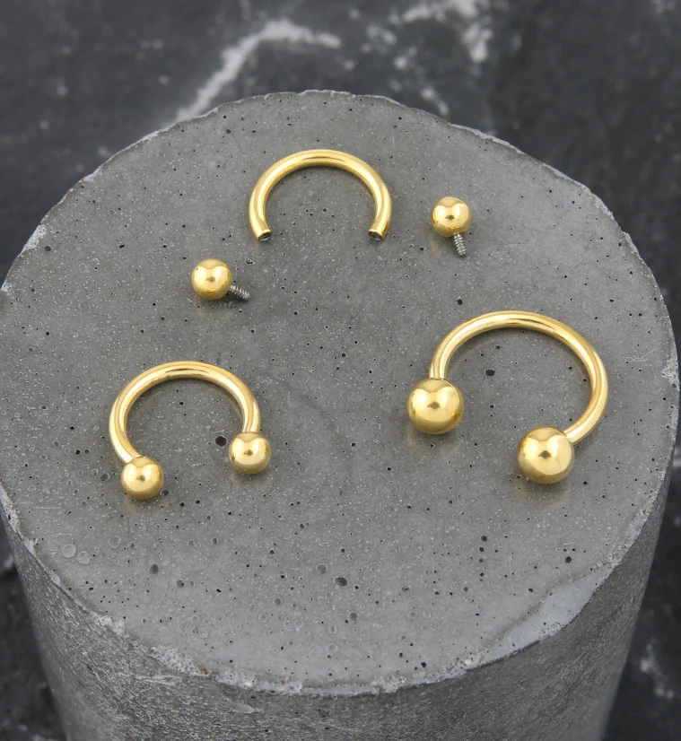 Gold PVD Titanium Circular Barbell - Image 5