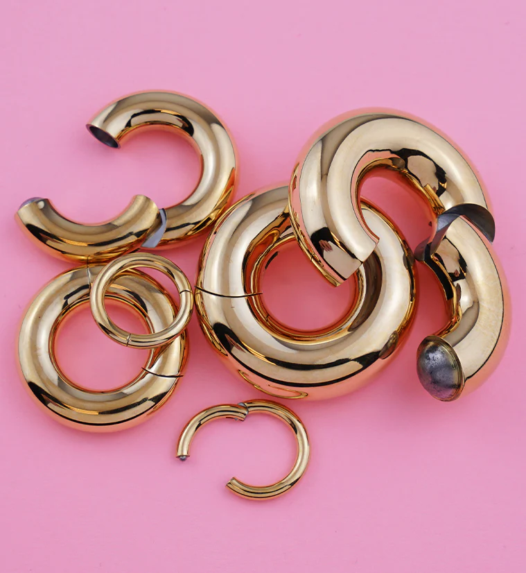 Gold PVD Titanium Hinged Segment Ring - Image 2