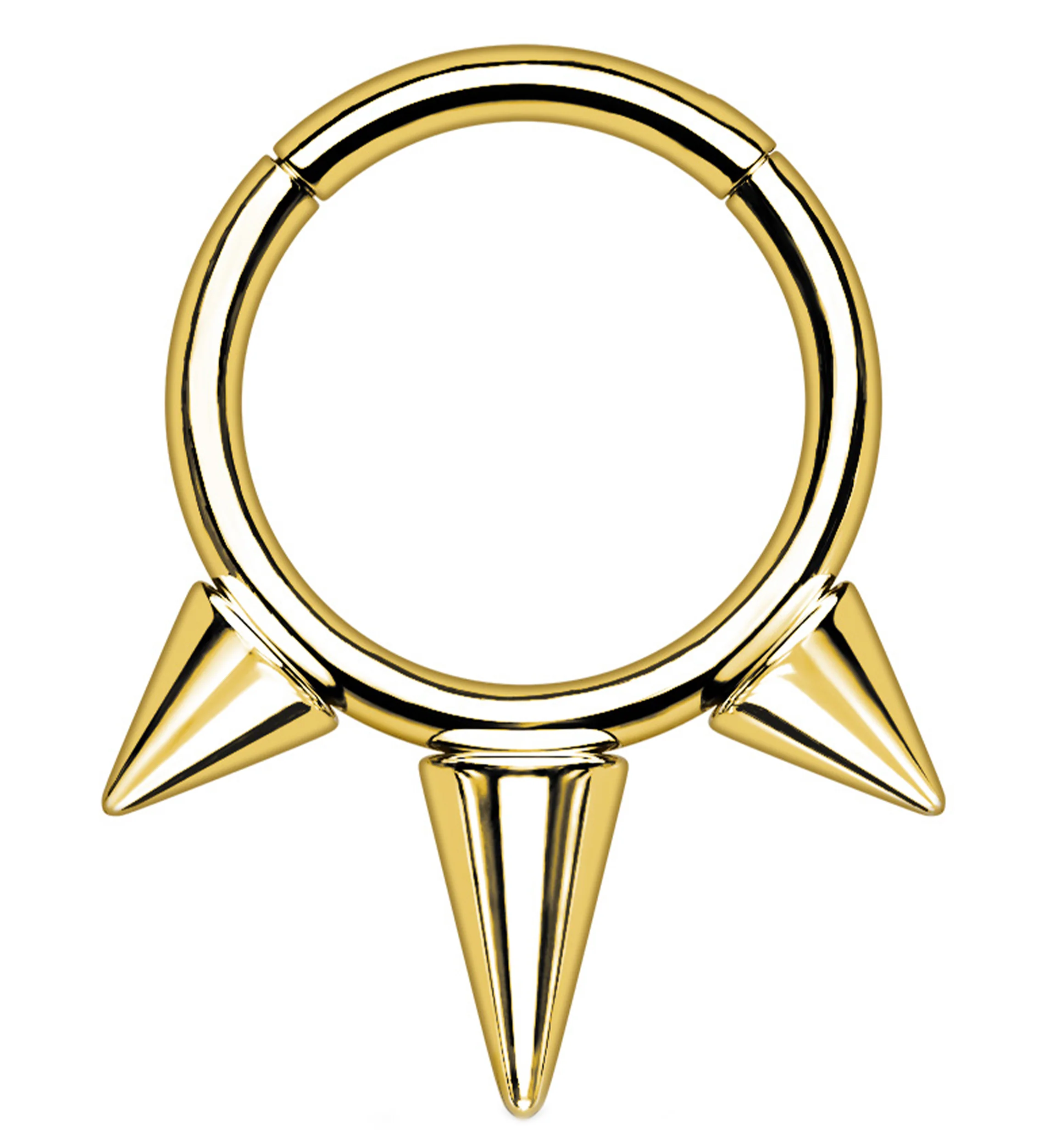 Gold PVD Titanium Hinged Spiked Segment Ring