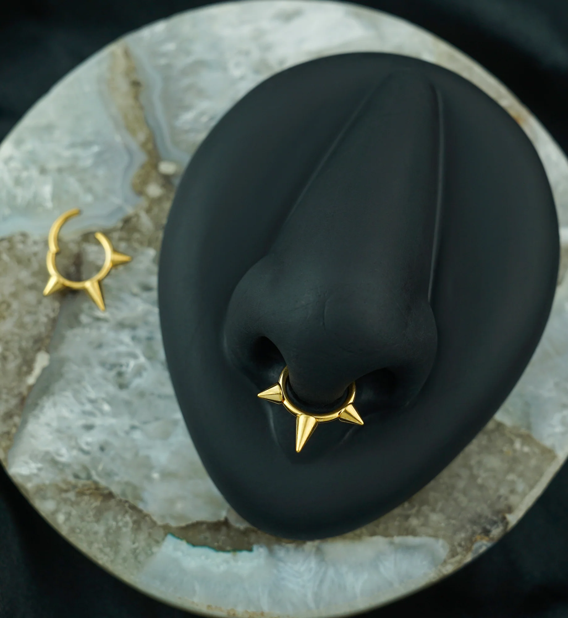 Gold PVD Titanium Hinged Spiked Segment Ring - Image 2