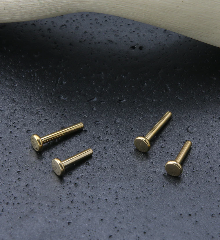 Gold PVD Titanium Internally Threaded Flat Back Labret (Back Only) - Image 2