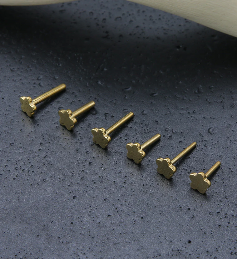 Gold PVD Titanium Threadless Flower Back Labret (Back Only) - Image 2