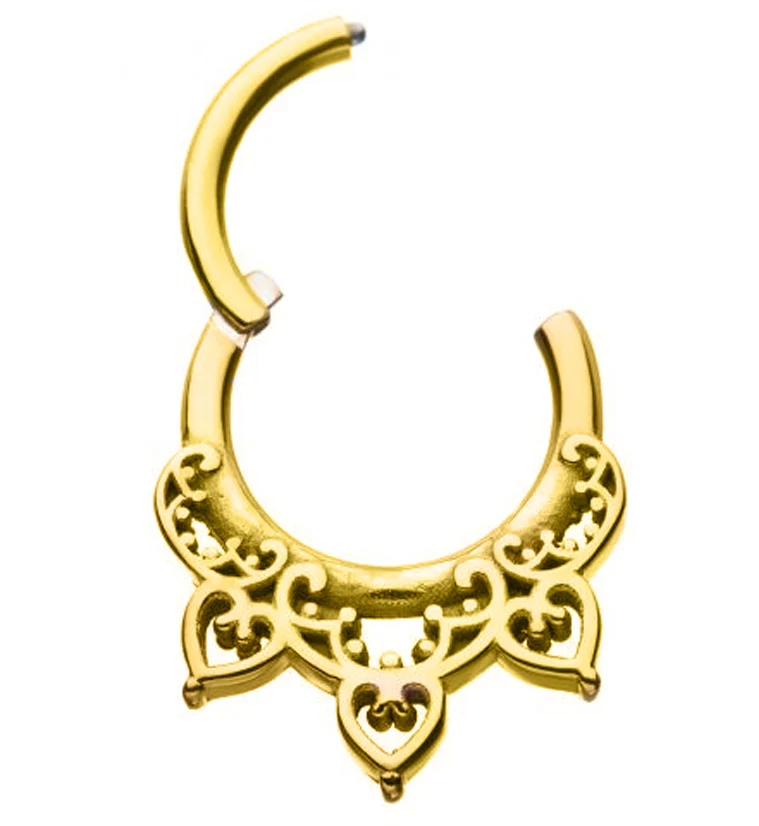 Gold PVD Tracery Hinged Segment Ring