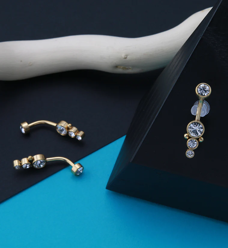 Gold PVD Track Belly Button Ring - Image 2