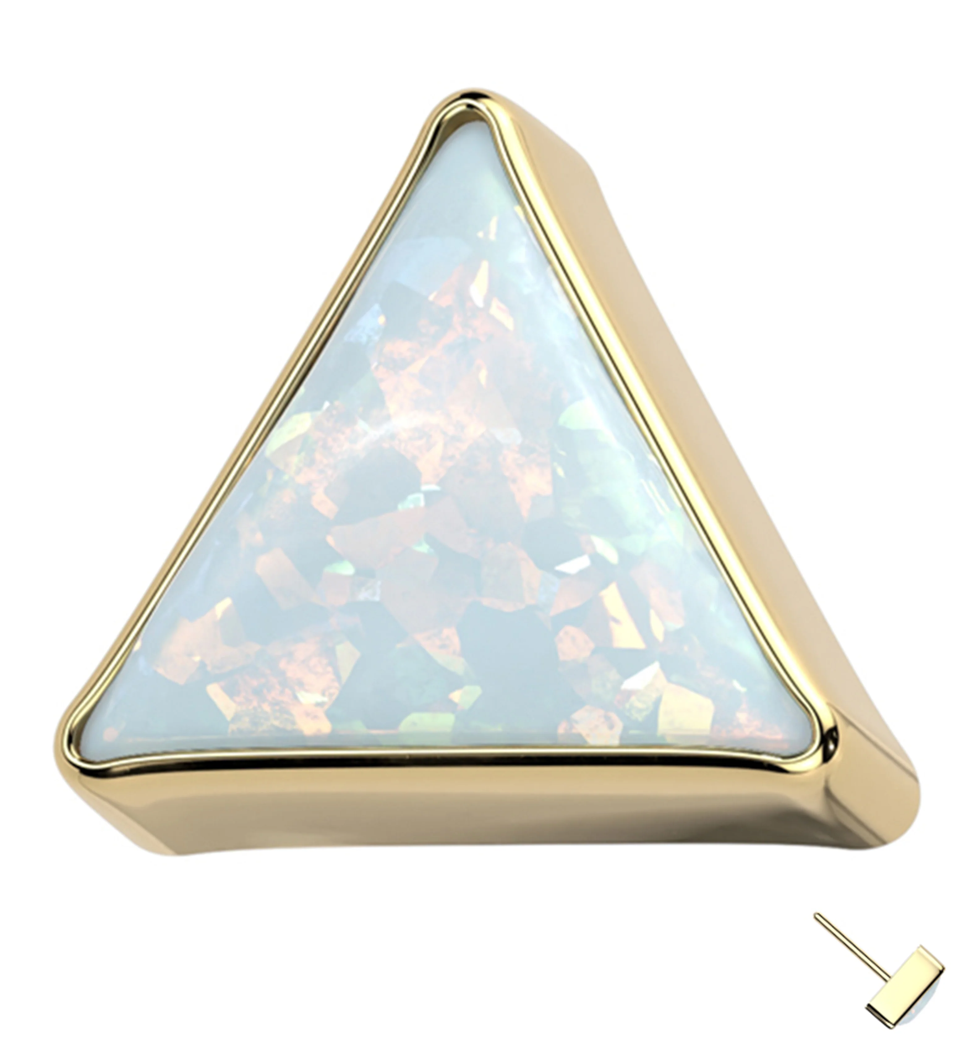 Gold PVD Triangle White Opalite Titanium Threadless Top