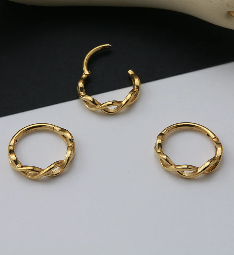 Gold PVD Twisted Hinged Segment Ring - Image 2