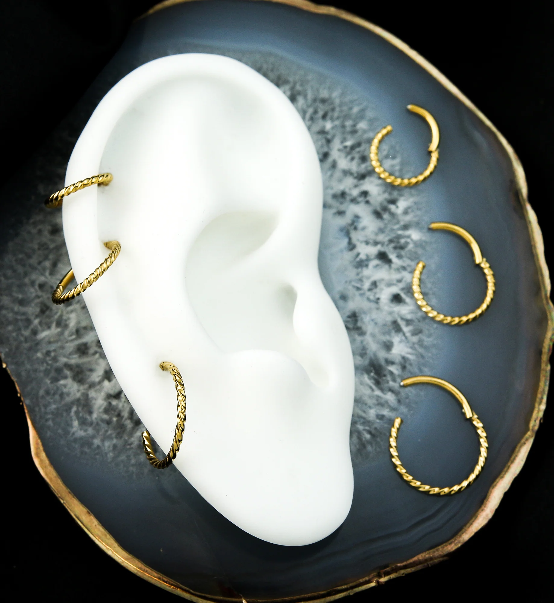 Gold PVD Twisted Titanium Segment Ring - Image 3