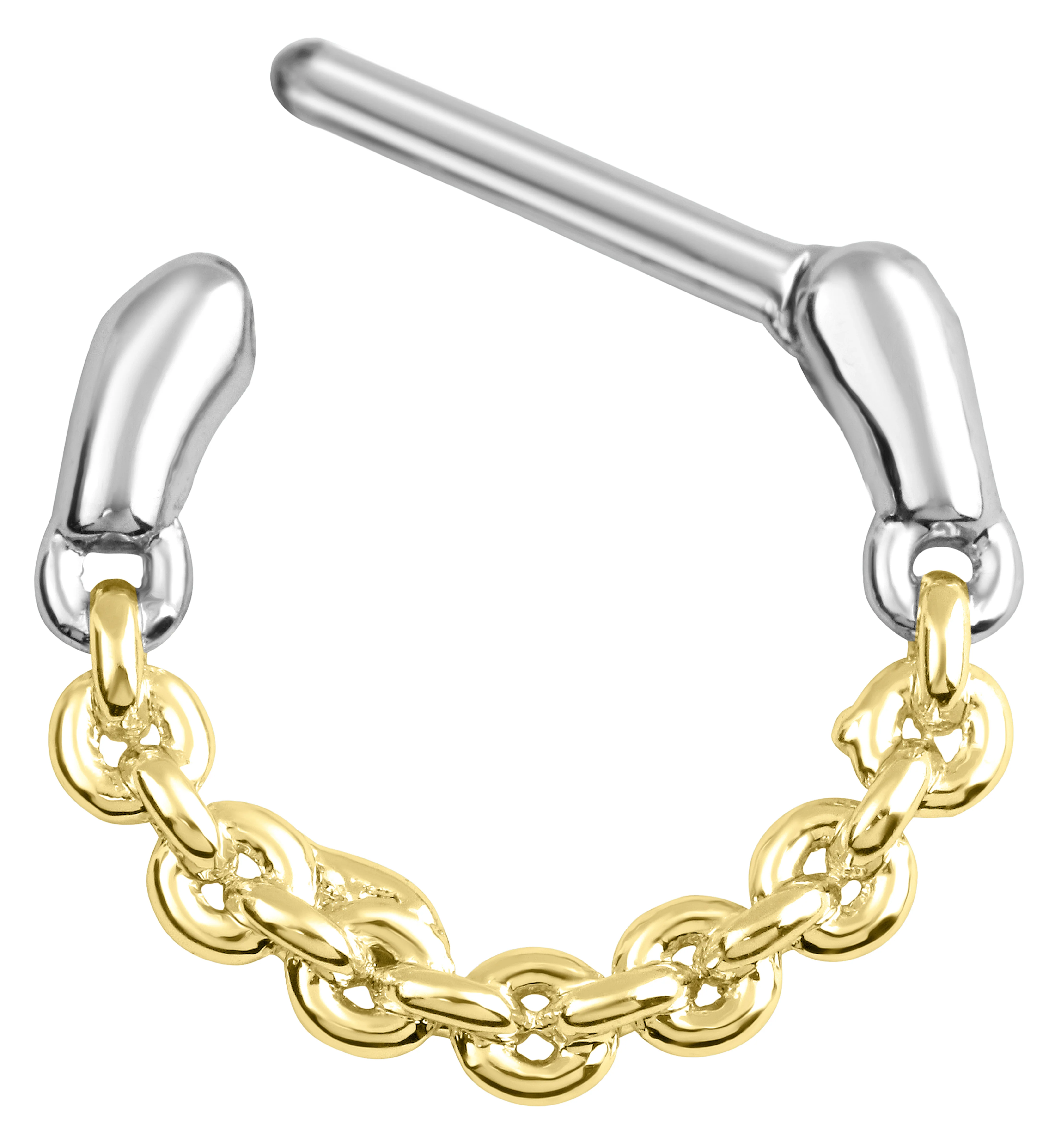 Gold PVD Two Tone Chain Link Straight Hinged Segment Ring - Image 2