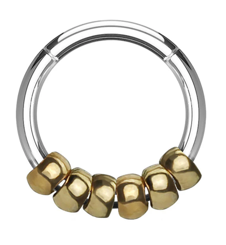 Gold PVD Strand Hinged Segment Ring