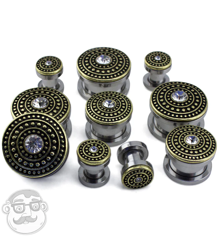 Golden Beaded CZ Top Stainless Steel Plugs - Image 2