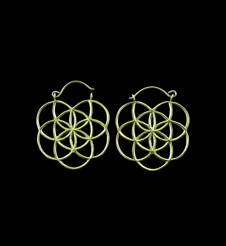 Golden Seed of Life Plug Hoops