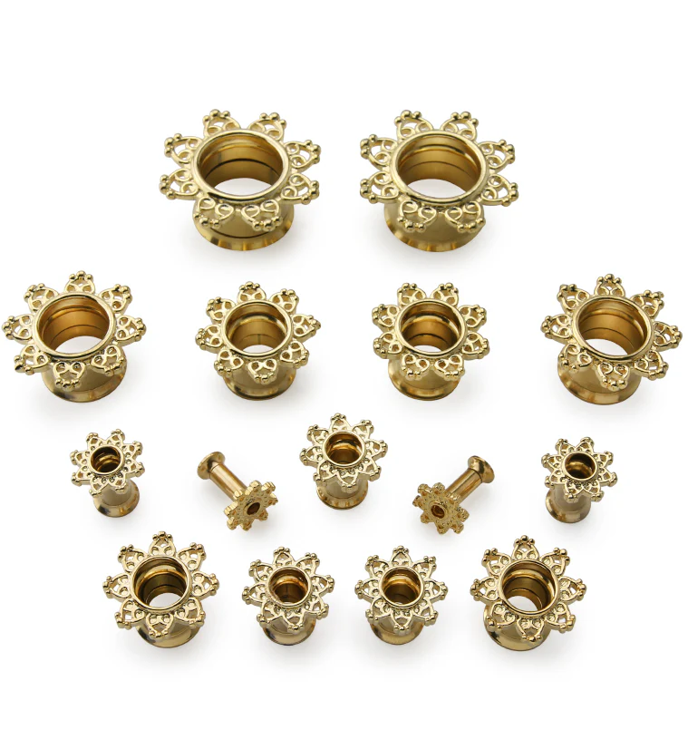 Golden Interlace Rim Stainless Steel Tunnel Plugs - Image 3