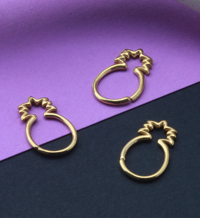 Golden Pineapple Seamless Hoop Ring - Image 2