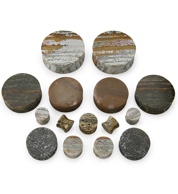 Grade AA Ocean Jasper Stone Plugs - Image 3