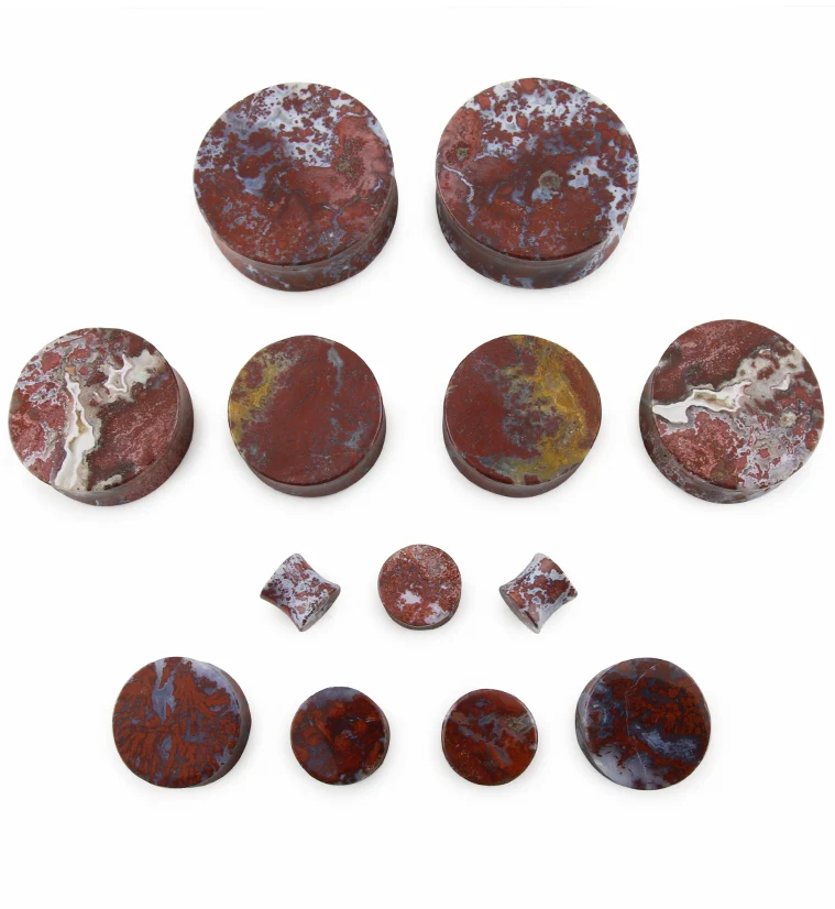 Grade A Red Moss Agate Stone Plugs - Image 3