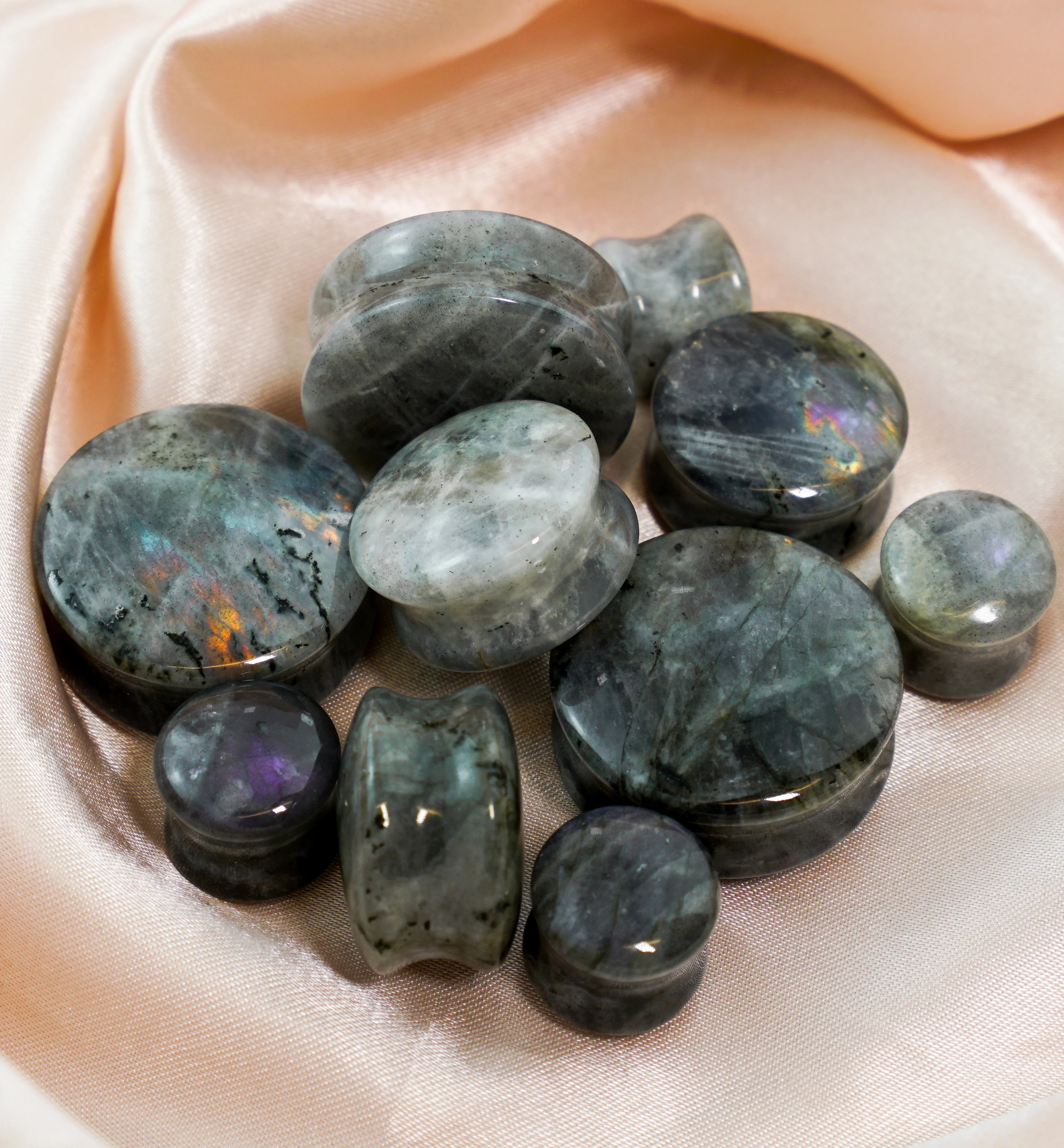 Grey Labradorite Stone Plugs - Image 2